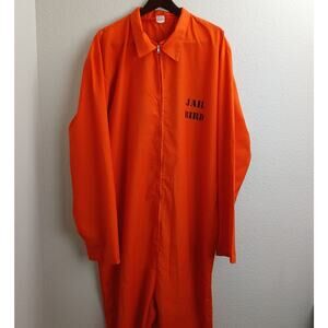 Orange Prisoner Jail Bird Inmate Jumpsuit Mens XL Adult Halloween Costume